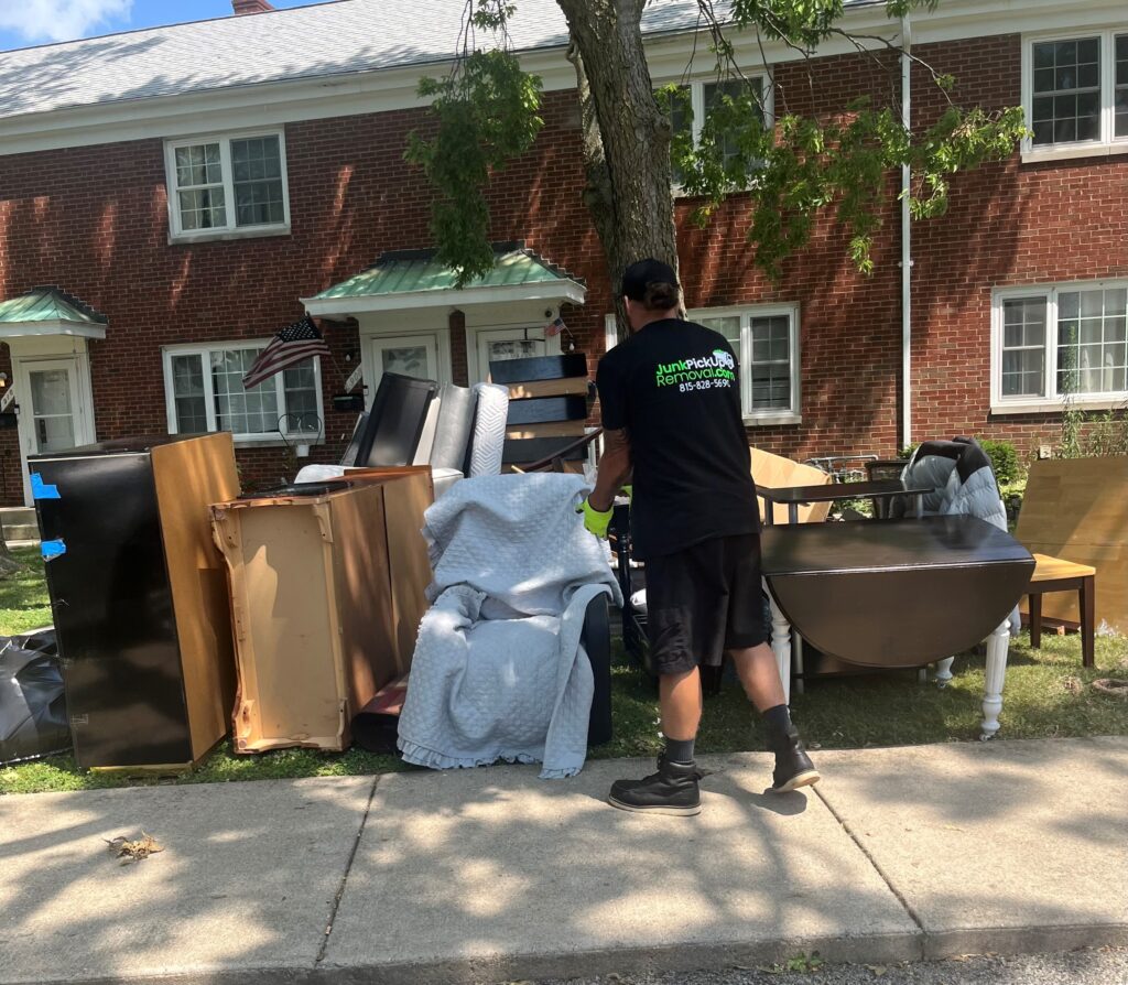 Eviction Cleanout Junk Removal Services Pickup Furniture from Eviction in Joliet Illinois.