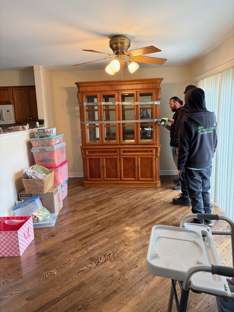 Removing a China Cabinet in Darien Illinois from customer's home